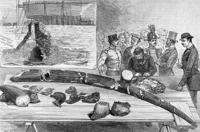 Fossiilisten jäänteiden löytö Leghornissa, Toscanassa, The Illustrated London News, 21. tammikuuta 1882 tekijältä English School