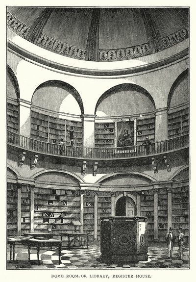 Dome Room tai kirjasto, rekisteritalo (kaiverrus) tekijältä English School