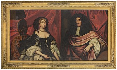 Kaksoismuotokuva kuningas Kaarle II:sta ja Katariinasta Braganzasta, n. 1665 tekijältä English School