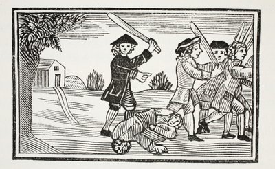 Tohtori Faustus temppu kaksikymmentä opiskelijaa, kuvitus Chap-books of the Eighteenth Century John Ashton, pubi. 1882 tekijältä English School