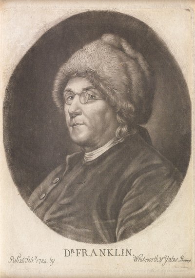 Dr. Franklin, 1784 (mezzotint) tekijältä English School