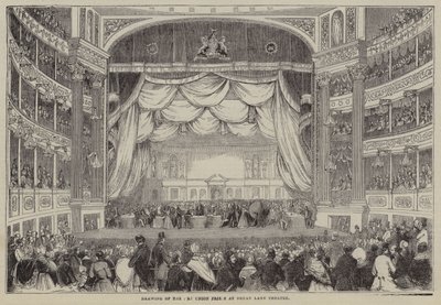 Piirros Taideyhdistyksen palkinnoista, Drury Lane -teatteri, Lontoo (kaiverrus). tekijältä English School