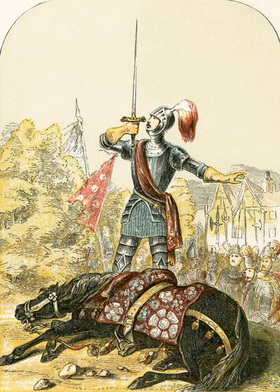 Earl of Warwickin vala miekkaansa puukotettuaan hevostaan tekijältä English School