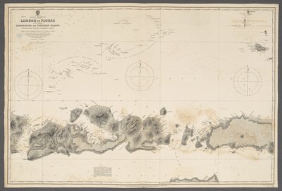 Itäinen saaristo, Lombokista Floresiin, mukaan lukien Paternosterin ja Postillonin saaret; alkaen … Batavian hallituksen tutkimuksista. [Admiralty Chart], Lontoo tekijältä English School