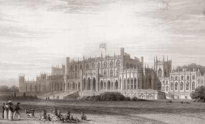 Eaton Hall, Cheshire, Englanti 1800-luvun alussa. Churtonin muotokuva- ja maisemagalleriasta, julkaistu 1836. tekijältä English School