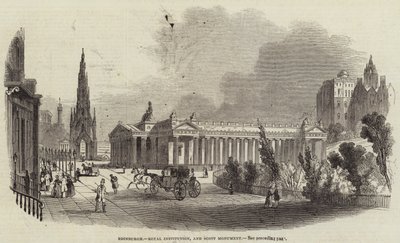Edinburgh, Royal Institution ja Scott Monument (kaiverrus) tekijältä English School