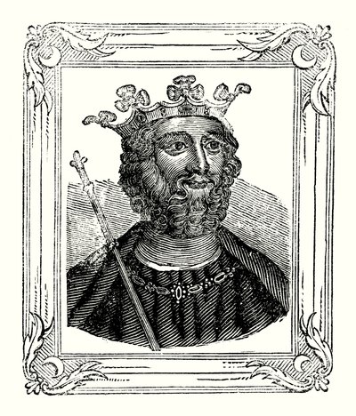 Edward II syntyi vuonna 1284, kruunattiin vuonna 1308 ja murhattiin vuonna 1328 (kaiverrus) tekijältä English School
