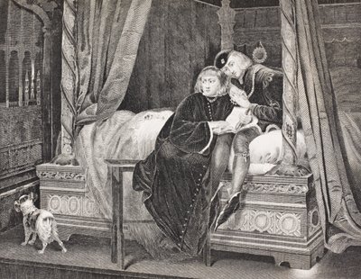 Edward V ja Richard, Yorkin herttua Towerissa, "Gallery of Historical Portraits" -julkaisusta, julkaistu noin 1880 tekijältä English School