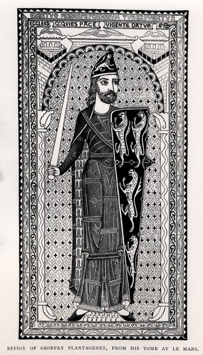 Geoffrey Plantagenetin (1113-1150) kuva hänen haudastaan Le Mansissa tekijältä English School
