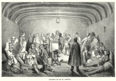 Siirtolaisia Saint Lawrence -joella (kaiverrus) (kaiverrus) tekijältä English School