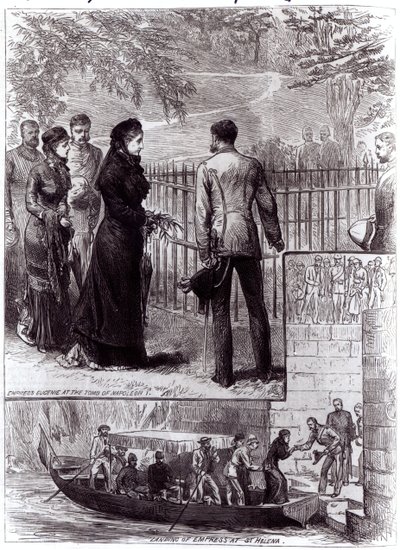 Keisarinna Eugenie vierailee Napoleon I:n haudalla St. Helenalla, 1880 tekijältä English School