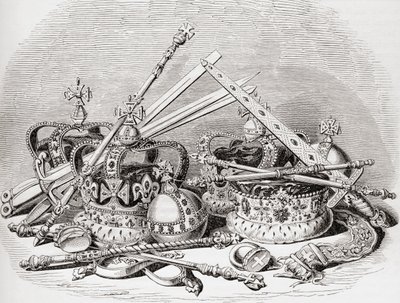 Englantilaiset regaliat, vanhasta Englannista: Kuvamuseo, pubi. 1847 tekijältä English School