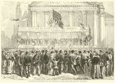 Vapaaehtoisten ilmoittautuminen Pariisin puolustamiseen Place du Pantheonille, lokakuu 1870 tekijältä English School