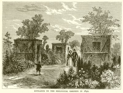 Sisäänkäynti eläintarhaan vuonna 1840 tekijältä English School