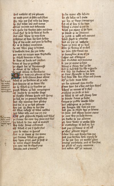 F151r, Ms New Coll 266, De confessio amantis, kirjoittanut John Gower (kynä ja muste perunakalvolla) tekijältä English School