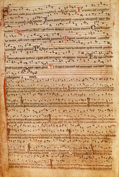 F.154v Medieval Musical Notation (litho) tekijältä English School
