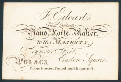 F Eiloart, piano forte maker, kauppakortti tekijältä English School