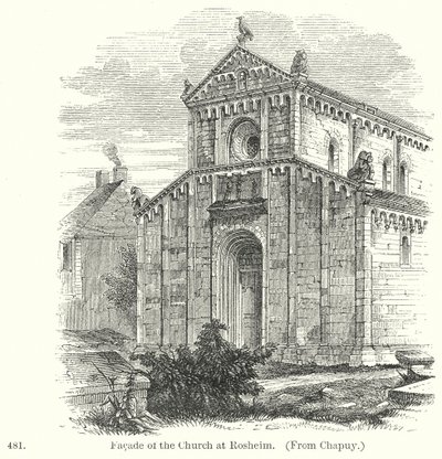 Rosheimin kirkon julkisivu (kaiverrus) tekijältä English School