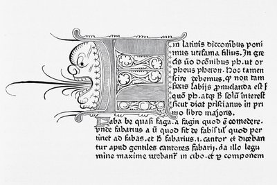 Faksimile sivusta Catholiconista, painettu Johannes Gutenberg, Mainz, 1460 tekijältä English School