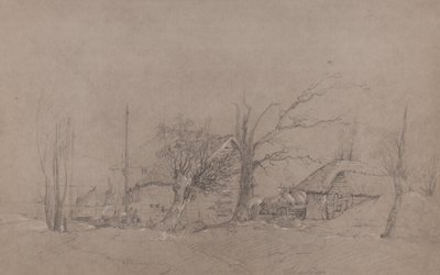Maatilarakennukset joen rannalla, n. 1840 tekijältä English School