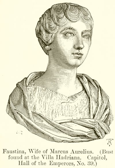 Faustina, Marcus Aureliuksen vaimo. (Rintakuva löydetty Villa Hadrianasta. Capitol, Hall of the Emperors, nro 39) tekijältä English School