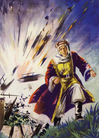 Lopettaessaan tehtävänsä Lawrence kilpaili turvallisuuden puolesta (väri litho) tekijältä English School