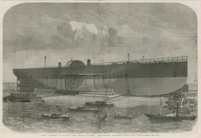 Ensimmäinen yritys laukaista Great Eastern Navigation -yhtiön höyrylaiva Leviathan tekijältä English School