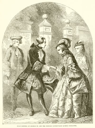 Yrjö III:n ensimmäinen tapaaminen. ja prinsessa (jälkeenpäin kuningatar) Charlotte tekijältä English School