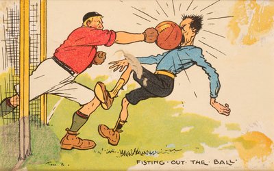 Pallon nyrkkiminen, asennettu postikortti tekijältä English School