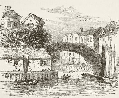 Fleet Bridge, Lontoo 1600-luvulla, William Hickman Smith Aubreyn (1858-1916) julkaisusta The National and Domestic History of England, joka julkaistiin Lontoossa, noin 1890. tekijältä English School