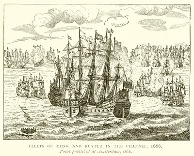 Monkin ja Ruyterin laivastot kanaalissa, 1666 tekijältä English School