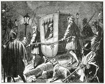 Keisari Kaarle V:n pako vuonna 1552 protestanttisista luterilaisista joukoista, joita johti Saksin vaaliruhtinas Maurice, 1882 tekijältä English School
