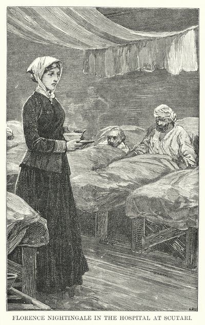 Florence Nightingale Scutarin sairaalassa (kaiverrus) tekijältä English School