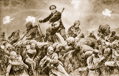 Rajin kunniaksi: Intian joukot, jotka veloittavat saksalaiset kaivannot Neuve Chapelle, maaliskuu 1915, 1914-19 tekijältä English School