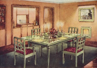 Muodollinen ruokasali (väri litho) tekijältä English School