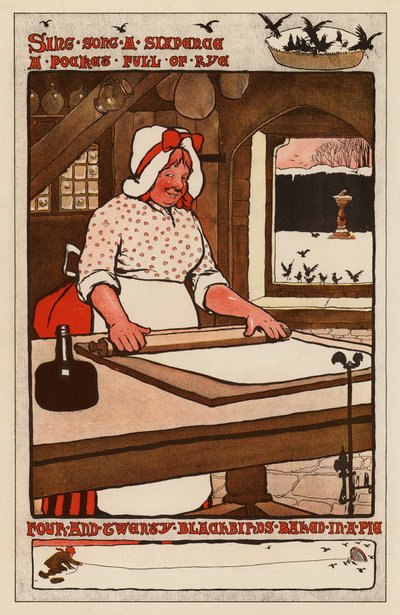 Four and Twoty Blackbirds paistettu piirakka (väri litho) tekijältä English School