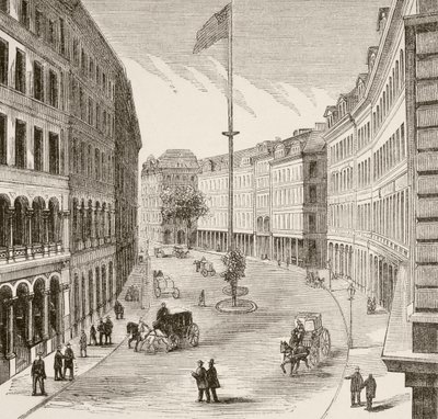 Franklin Street, Boston, Massachusetts 1870-luvulla (litho) tekijältä English School