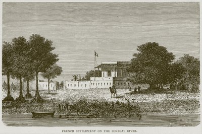 Ranskan asutusalue Senegal-joella, kuvitus Illustrated Travels -julkaisusta, n. 1880 tekijältä English School