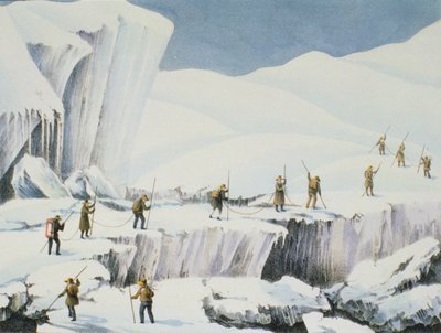 Jään usein esiintyminen lumen siltojen kanssa, Charles Fellowsin (1799-1860) kertomuksesta noususta Mont Blancin huipulle, julkaistu 1827 tekijältä English School