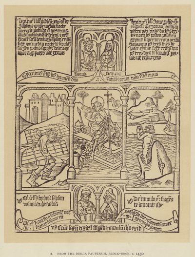 Teoksesta Biblia pauperum, Block-Book, c 1450 (litho) tekijältä English School