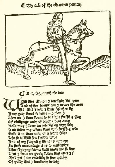 Caxtonin painamasta Chaucers Canterbury Talesin toisesta painoksesta tekijältä English School