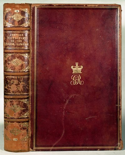 Johnsons Dictionary of the Englannin etukansi (nahka) tekijältä English School