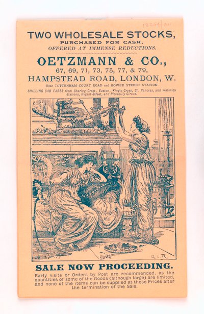 Etukansi Oetzmann & Co. -luettelosta, n. 1885-90 (painettu) tekijältä English School