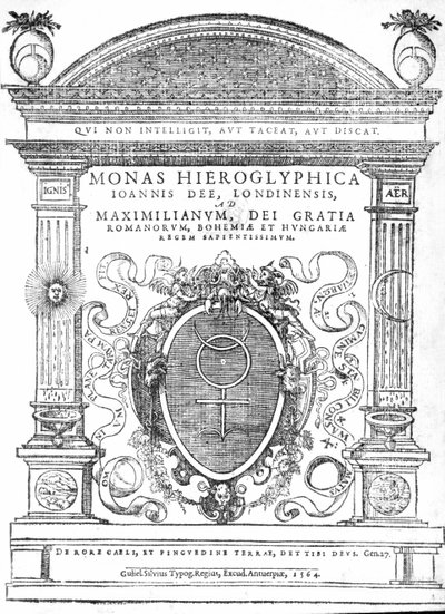 John Deen Monas Hieroglyphican etukappale, julkaistu vuonna 1564 (painettu) tekijältä English School