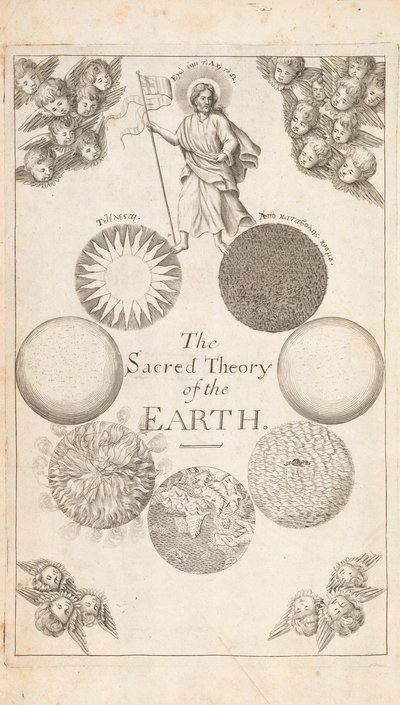 Frontispiece teoksesta The Theory of the Earth, kirjoittanut Thomas Burnet, Lontoo, 1684 tekijältä English School