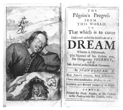 John Bunyanin (1628-88) pubin The Pilgrims Progressin etukappale. vuonna 1680 tekijältä English School