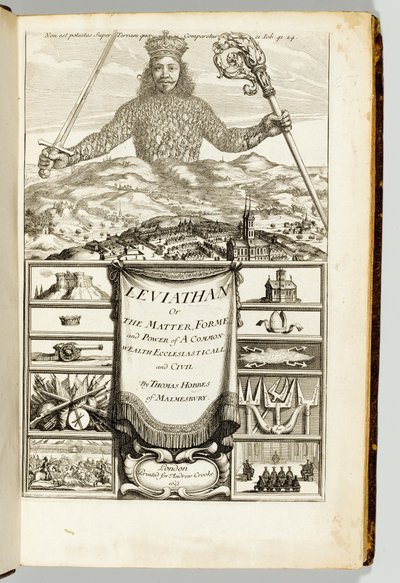 Malmesburyn Thomas Hobbesin (1588-1679) esikuva teokselle "Leviathan tai The Matter, Forme ja Power of a Common-Wealth Ecclesiasticall and Civill" tekijältä English School