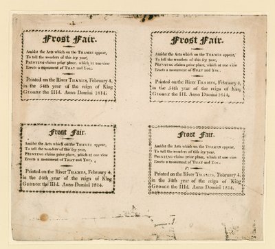 Pakkasmessut 1814. Jäälle painettu matkamuisto tekijältä English School