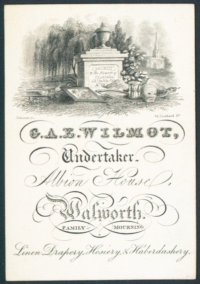 G A E Wilmot, hautaustoimisto, kauppakortti tekijältä English School