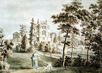 Puutarhapaviljonki puistossa, n. 1725 (akvarelli paperille) tekijältä English School